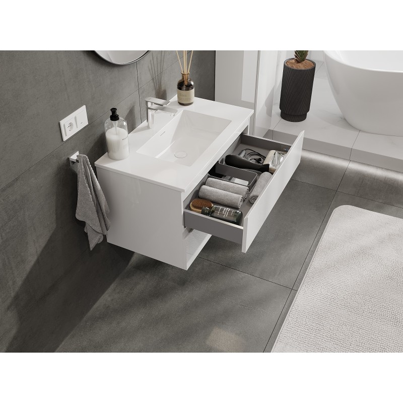 Mexen Orio Bathroom Cabinet 80 cm with Otis Sink, 2 Drawers, White Gloss - 91A10-08047-2-BFF00-W18M00
