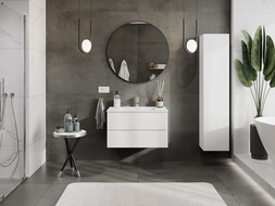 Mexen Orio bathroom cabinet 80 cm with Otis washbasin, 2 drawers, white matte - 91A10-08047-2-BFF01-W18M01