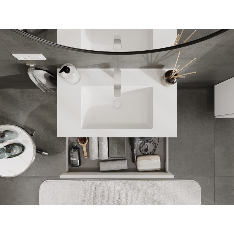 Mexen Orio bathroom cabinet 80 cm with Otis washbasin, 2 drawers, white matte - 91A10-08047-2-BFF01-W18M01