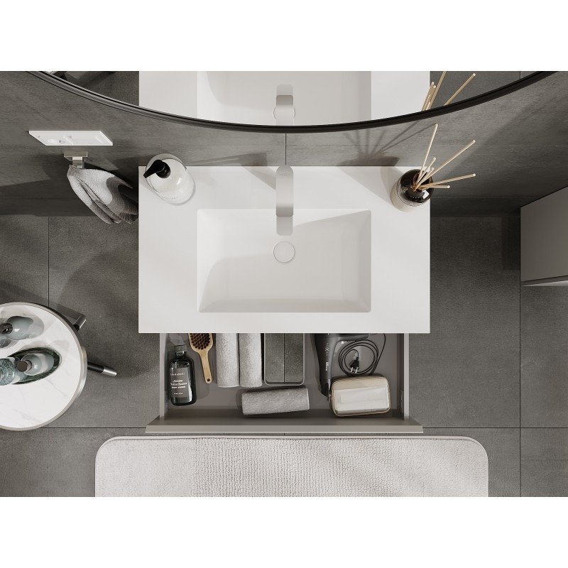 Mexen Orio bathroom cabinet 80 cm with Otis sink, 2 drawers, grey matte/white matte - 91A10-08047-2-BFF62-W18M01