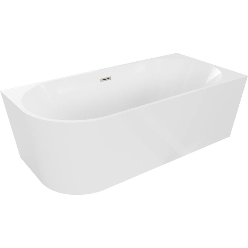 Mexen Mia freestanding corner right bathtub 160 x 80 cm, white, brushed nickel overflow - 52691608000P-97