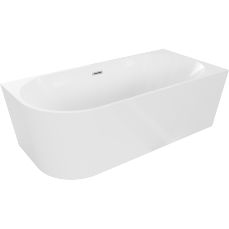 Mexen Mia freestanding corner right bathtub 160 x 80 cm, white, brushed nickel overflow - 52691608000P-97