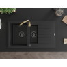 Mexen Matias granite sink 1.5-bowl with drainer and Telma kitchen faucet, black - 6502-77-670200-50-B
