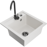 Mexen Vito granite single-bowl kitchen sink with Telma faucet, white - 6503-20-670200-70