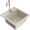 Mexen Vito 1-bowl granite sink with Telma kitchen faucet, beige - 6503-69-670200-00