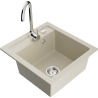 Mexen Vito granite kitchen sink 1-bowl with Telma kitchen faucet, beige - 6503-69-670200-00