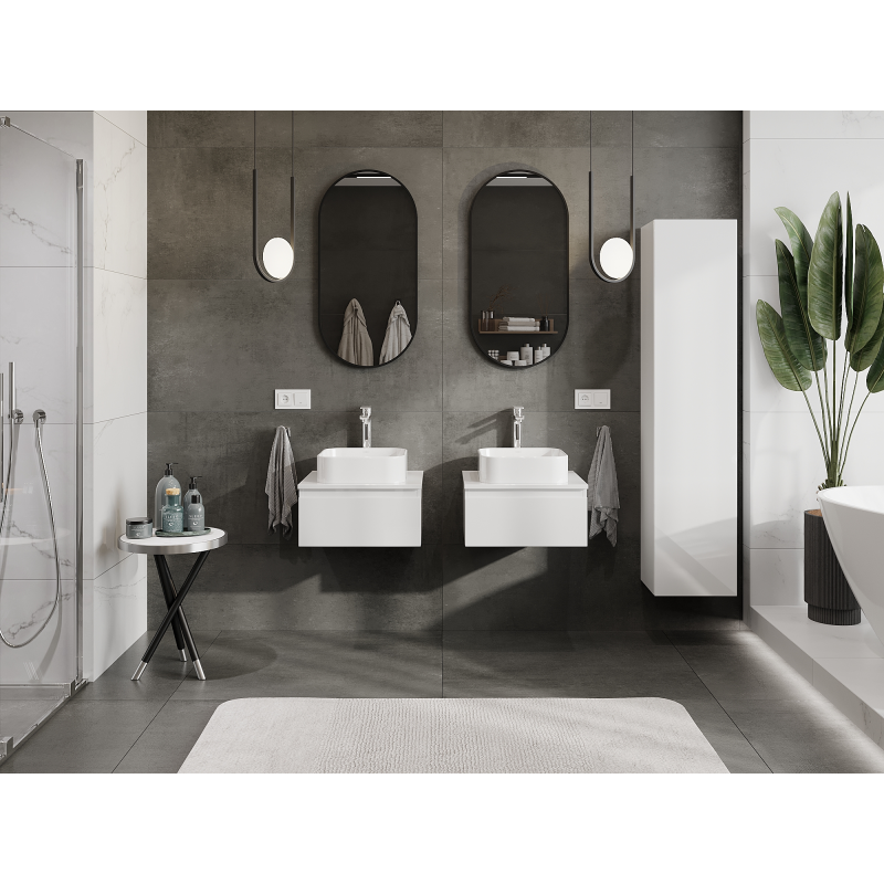 Mexen Orio bathroom cabinet under-sink 50 cm, 1 drawer, white gloss - 91A10-05023-1-BF00