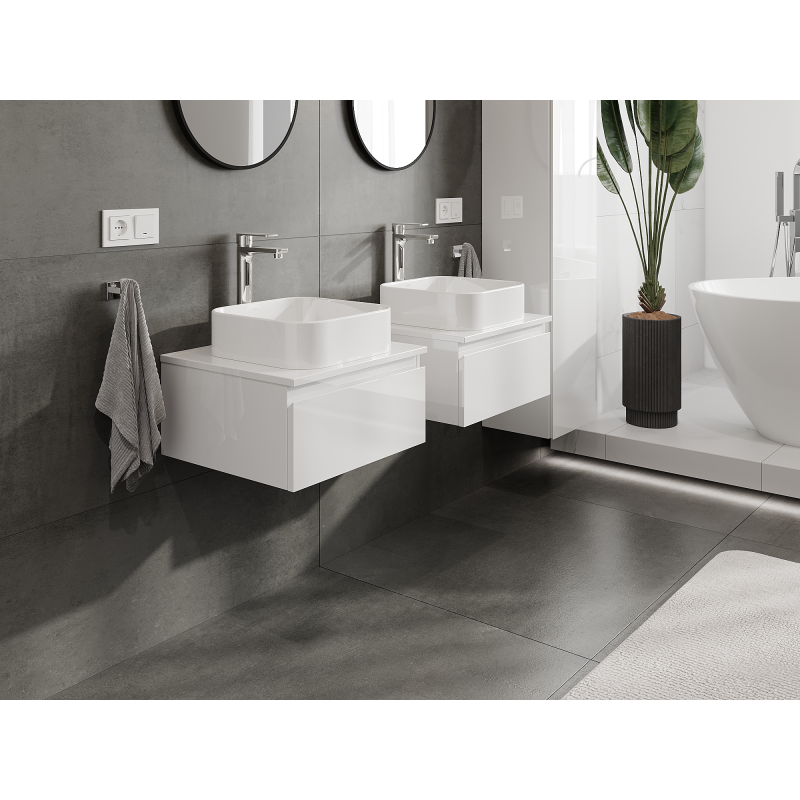 Mexen Orio bathroom cabinet under-sink 50 cm, 1 drawer, white gloss - 91A10-05023-1-BF00