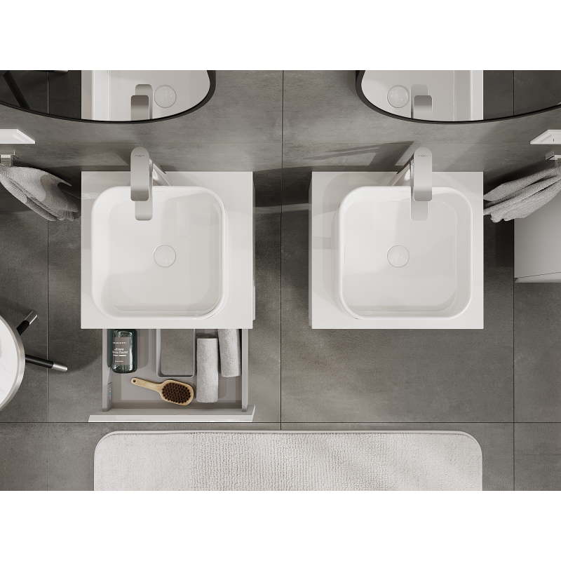 Mexen Orio bathroom cabinet under-sink 50 cm, 1 drawer, white gloss - 91A10-05023-1-BF00