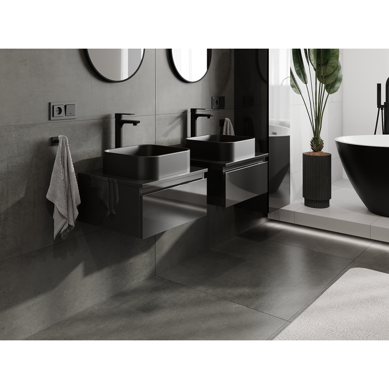 Mexen Orio bathroom cabinet under sink 50 cm, 1 drawer, black gloss - 91A10-05023-1-BF70