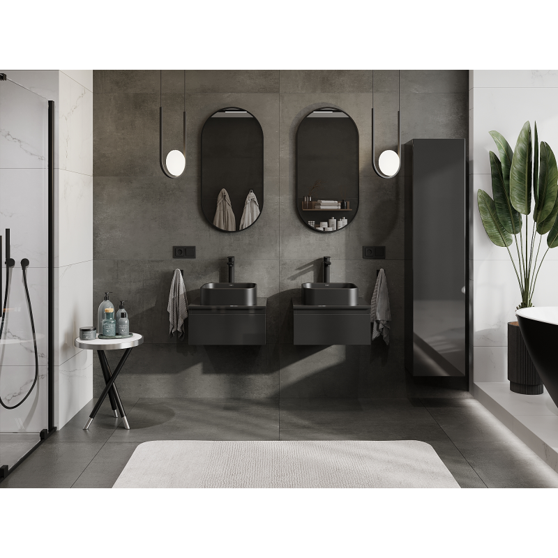 Mexen Orio bathroom cabinet under sink 50 cm, 1 drawer, black gloss - 91A10-05023-1-BF70