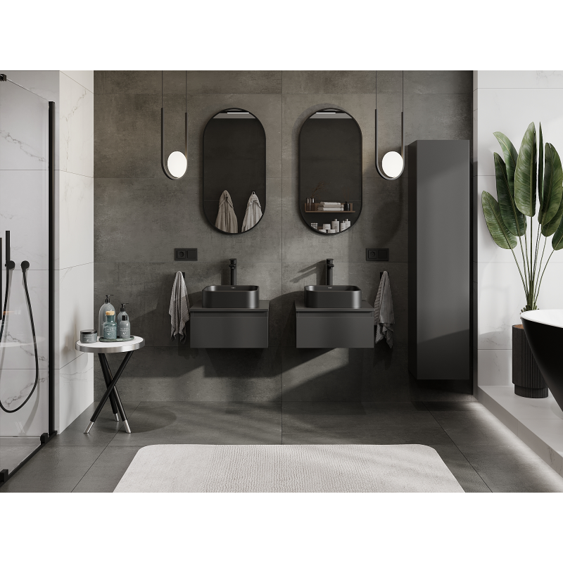 Mexen Orio bathroom cabinet for under the sink 50 cm, 1 drawer, black matt - 91A10-05023-1-BF71