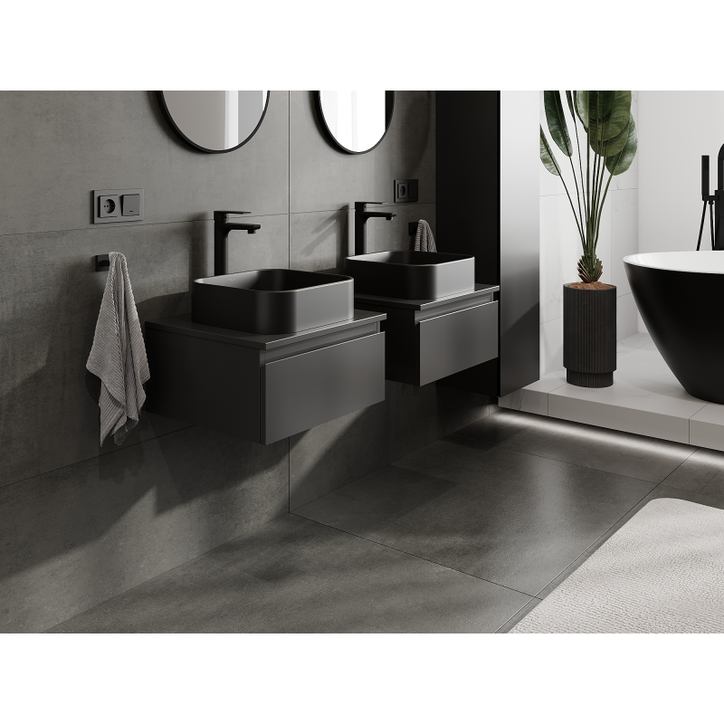 Mexen Orio bathroom cabinet for under the sink 50 cm, 1 drawer, black matt - 91A10-05023-1-BF71