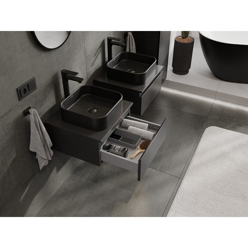 Mexen Orio bathroom cabinet for under the sink 50 cm, 1 drawer, black matt - 91A10-05023-1-BF71