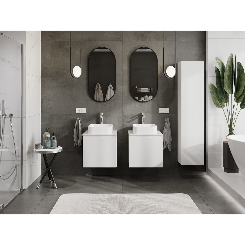 Mexen Orio 50 cm bathroom cabinet, 1 drawer, white gloss - 91A10-05047-1-BF00