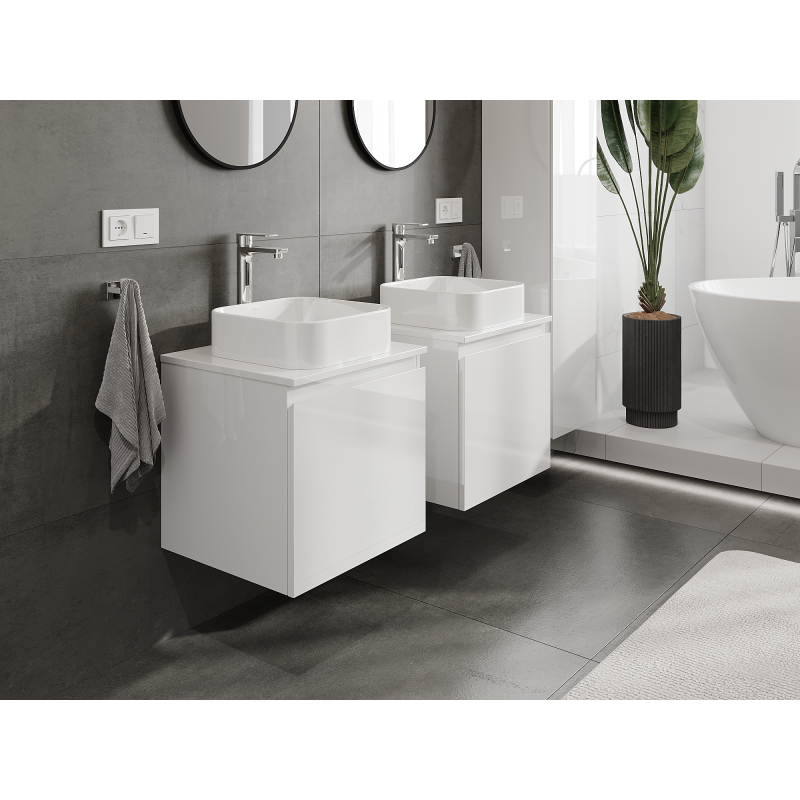 Mexen Orio 50 cm bathroom cabinet, 1 drawer, white gloss - 91A10-05047-1-BF00