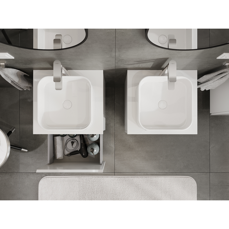 Mexen Orio 50 cm bathroom cabinet, 1 drawer, white gloss - 91A10-05047-1-BF00