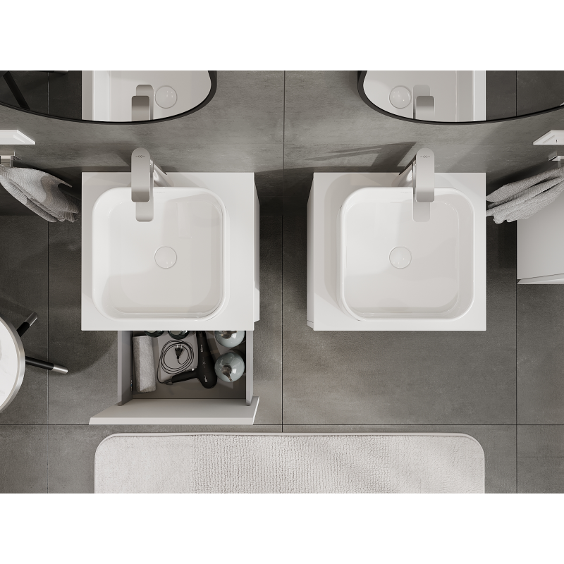 Mexen Orio bathroom cabinet for washbasin 50 cm, 1 drawer, white matte - 91A10-05047-1-BF01