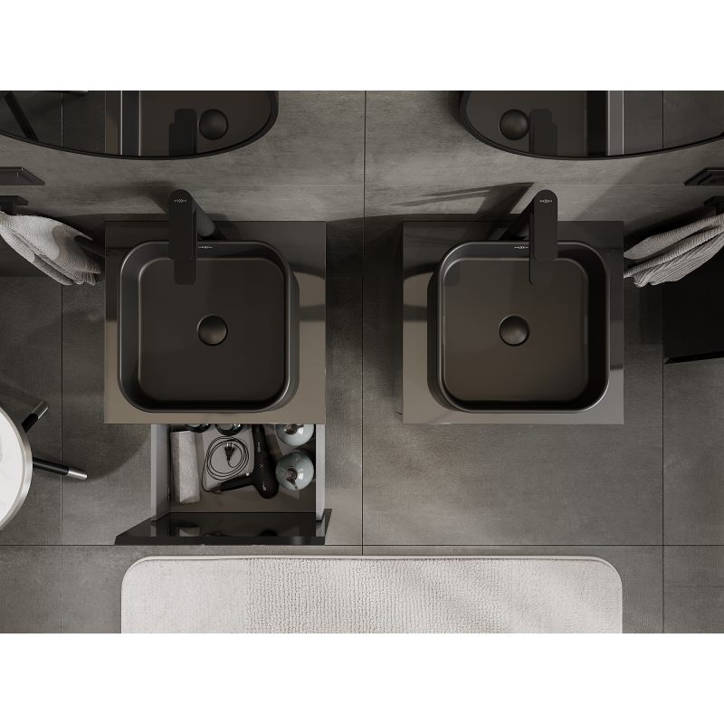 Mexen Orio bathroom cabinet for washbasin 50 cm, 1 drawer, black gloss - 91A10-05047-1-BF70