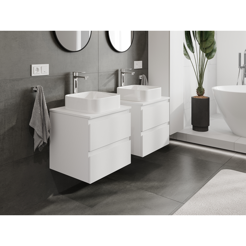 Mexen Orio bathroom cabinet under sink 50 cm, 2 drawers, white matte - 91A10-05047-2-BFF01