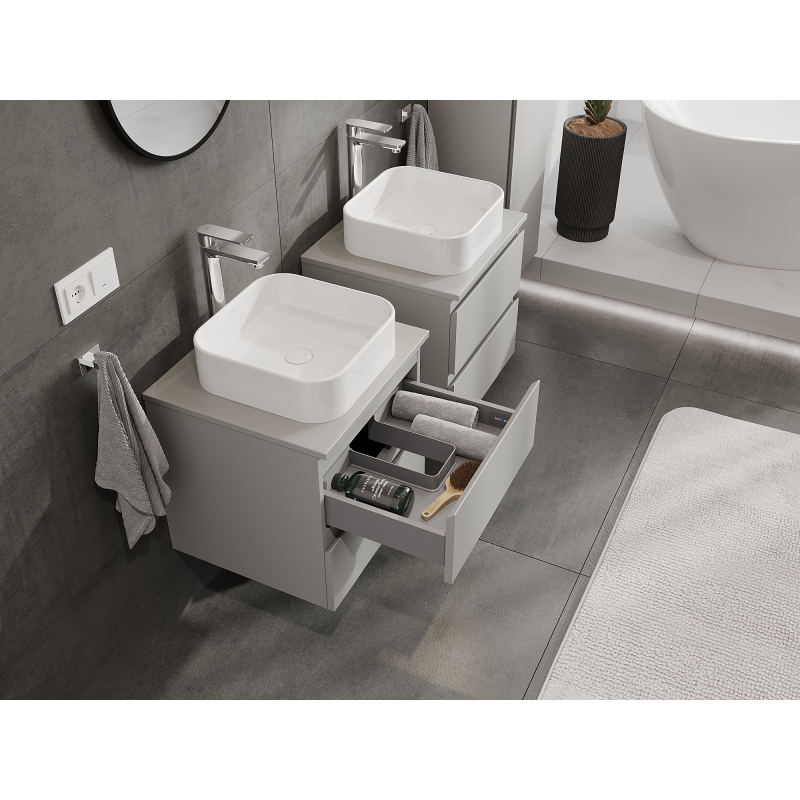 Mexen Orio bathroom cabinet under-washbasin 50 cm, 2 drawers, matte grey - 91A10-05047-2-BFF62