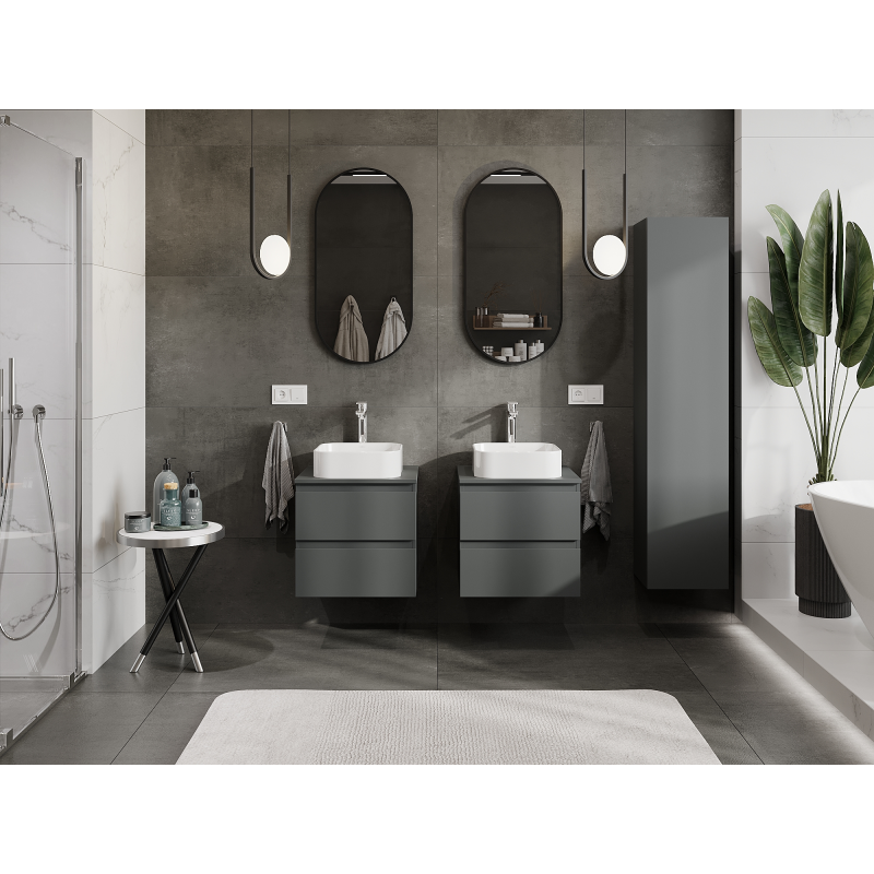 Mexen Orio 50 cm Under-Sink Bathroom Cabinet, 2 Drawers, Matt Graphite - 91A10-05047-2-BFF66