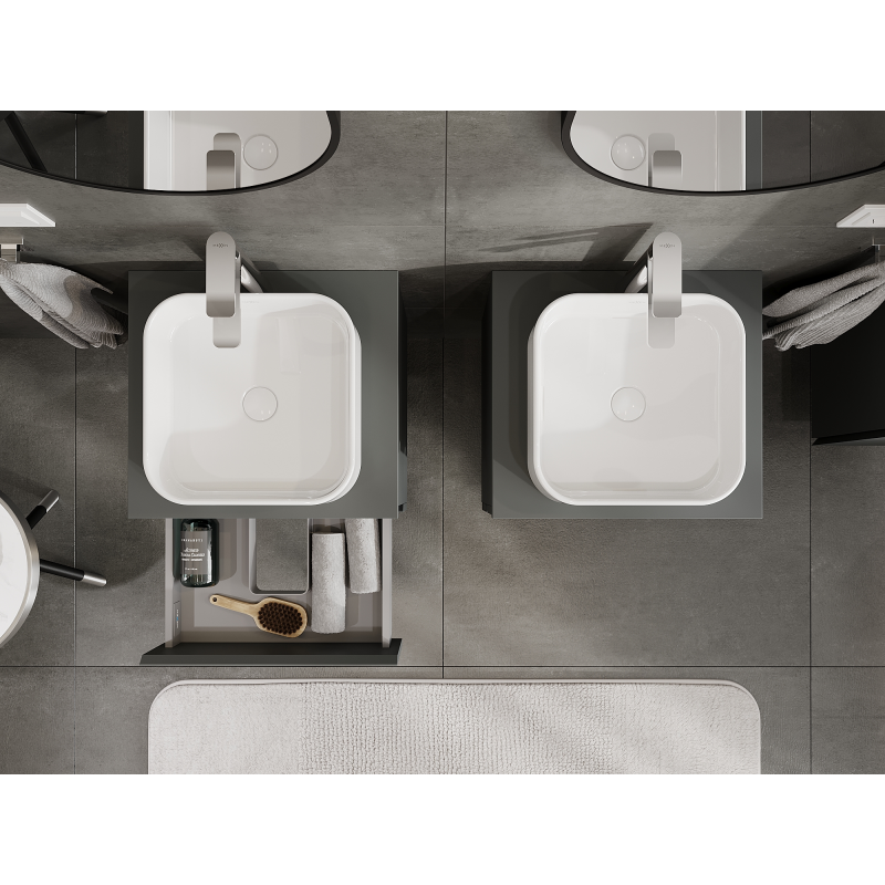 Mexen Orio 50 cm Under-Sink Bathroom Cabinet, 2 Drawers, Matt Graphite - 91A10-05047-2-BFF66