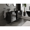 Mexen Orio bathroom cabinet for washbasin 50 cm, 2 drawers, black gloss - 91A10-05047-2-BFF70