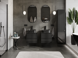 Mexen Orio bathroom cabinet for washbasin 50 cm, 2 drawers, black gloss - 91A10-05047-2-BFF70