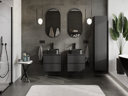 Mexen Orio bathroom cabinet for washbasin 50 cm, 2 drawers, black matte - 91A10-05047-2-BFF71