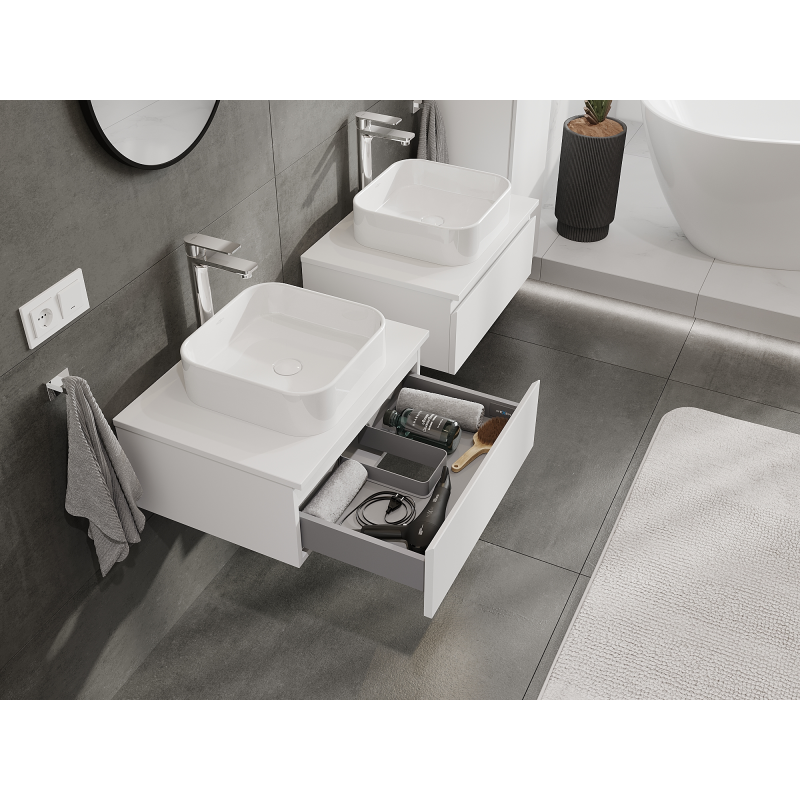 Mexen Orio bathroom cabinet for washbasin 60 cm, 1 drawer, white matte - 91A10-06023-1-BF01