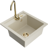 Mexen Vito 1-bowl granite kitchen sink with Telma faucet, beige - 6503-69-670200-50
