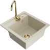 Mexen Vito granite kitchen sink 1-bowl with Telma kitchen faucet, beige - 6503-69-670200-50