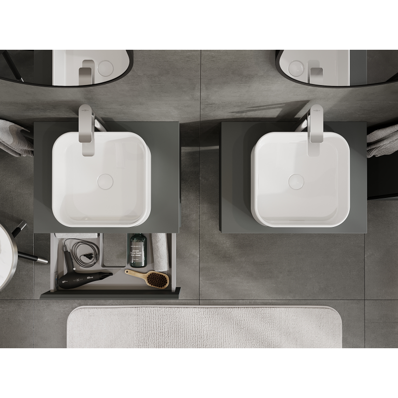 Mexen Orio bathroom cabinet for washbasin 60 cm, 1 drawer, matt graphite - 91A10-06023-1-BF66