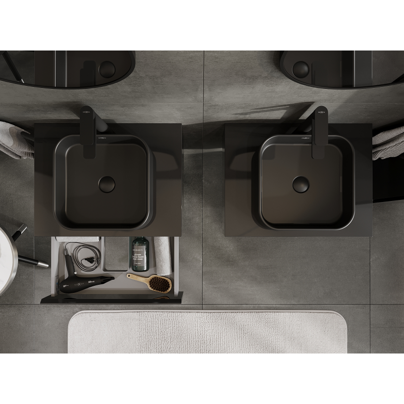 Mexen Orio bathroom cabinet under sink 60 cm, 1 drawer, black gloss - 91A10-06023-1-BF70