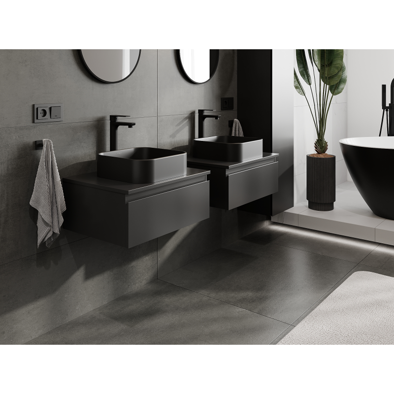 Mexen Orio bathroom cabinet for washbasin 60 cm, 1 drawer, black matte - 91A10-06023-1-BF71