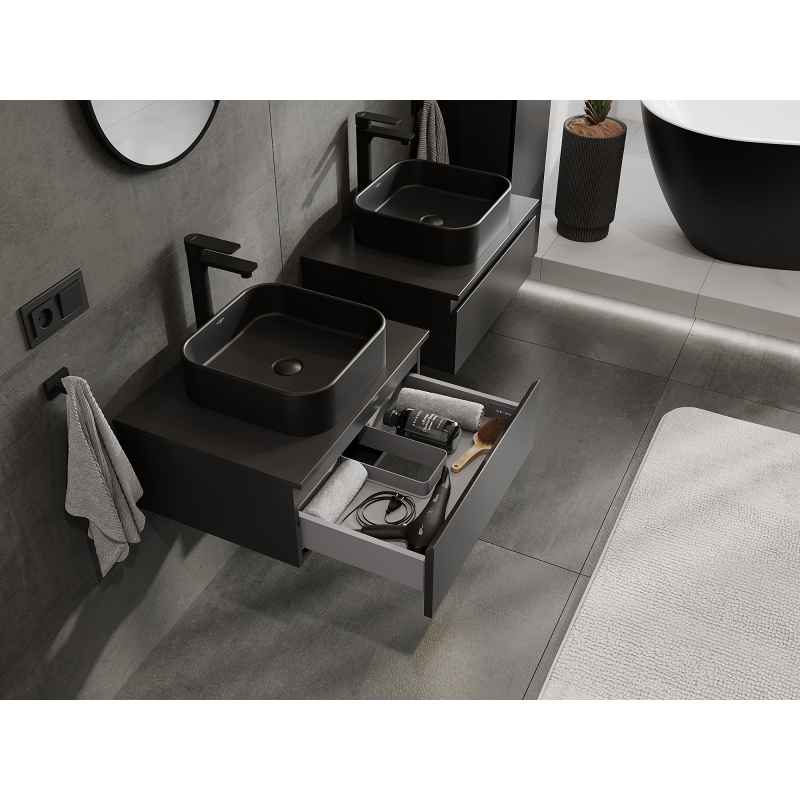 Mexen Orio bathroom cabinet for washbasin 60 cm, 1 drawer, black matte - 91A10-06023-1-BF71