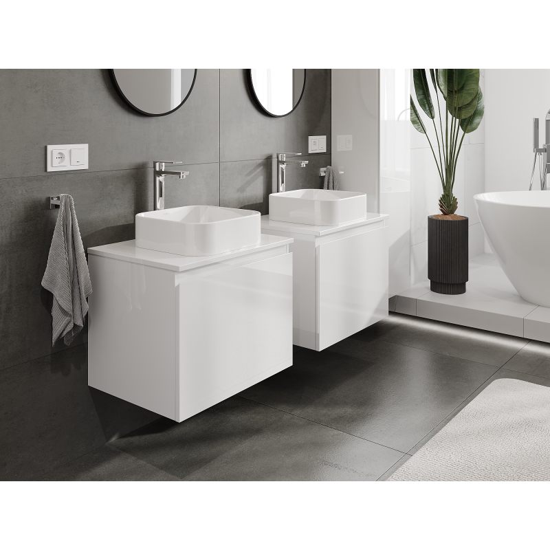 Mexen Orio 60 cm Bathroom Cabinet Under Sink, 1 Drawer, White Gloss - 91A10-06047-1-BF00