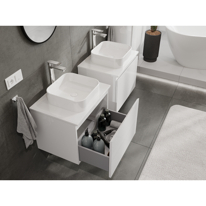 Mexen Orio 60 cm Bathroom Cabinet Under Sink, 1 Drawer, White Gloss - 91A10-06047-1-BF00