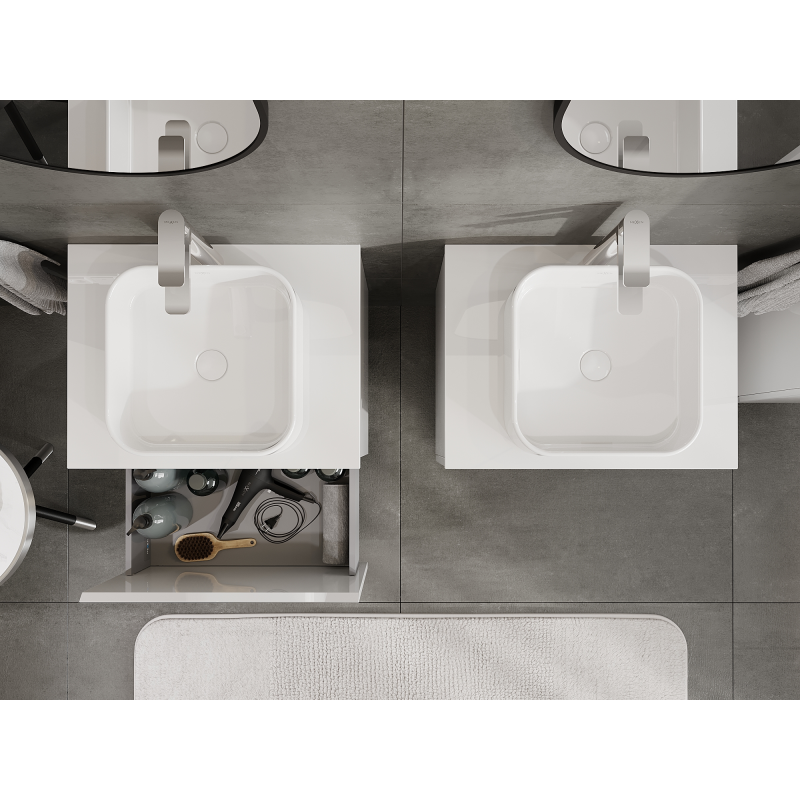 Mexen Orio 60 cm Bathroom Cabinet Under Sink, 1 Drawer, White Gloss - 91A10-06047-1-BF00