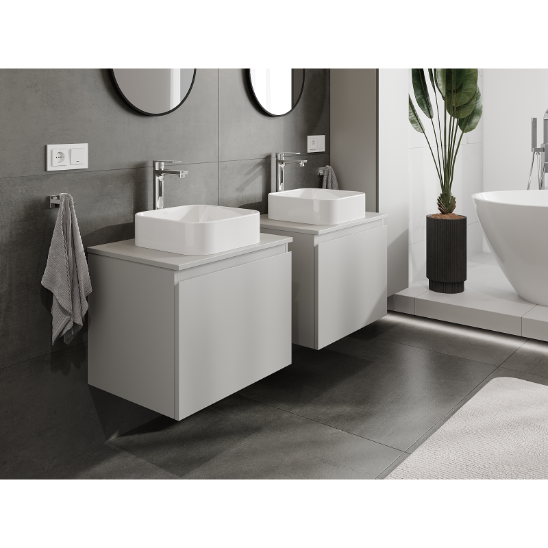 Mexen Orio bathroom cabinet for washbasin 60 cm, 1 drawer, grey matte - 91A10-06047-1-BF62