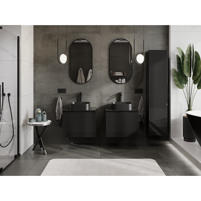 Mexen Orio bathroom cabinet for a 60 cm sink, 1 drawer, black gloss - 91A10-06047-1-BF70