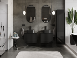 Mexen Orio bathroom cabinet for a 60 cm sink, 1 drawer, black gloss - 91A10-06047-1-BF70