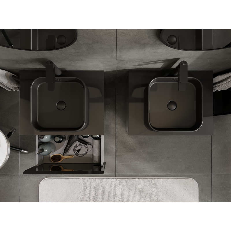 Mexen Orio bathroom cabinet for a 60 cm sink, 1 drawer, black gloss - 91A10-06047-1-BF70