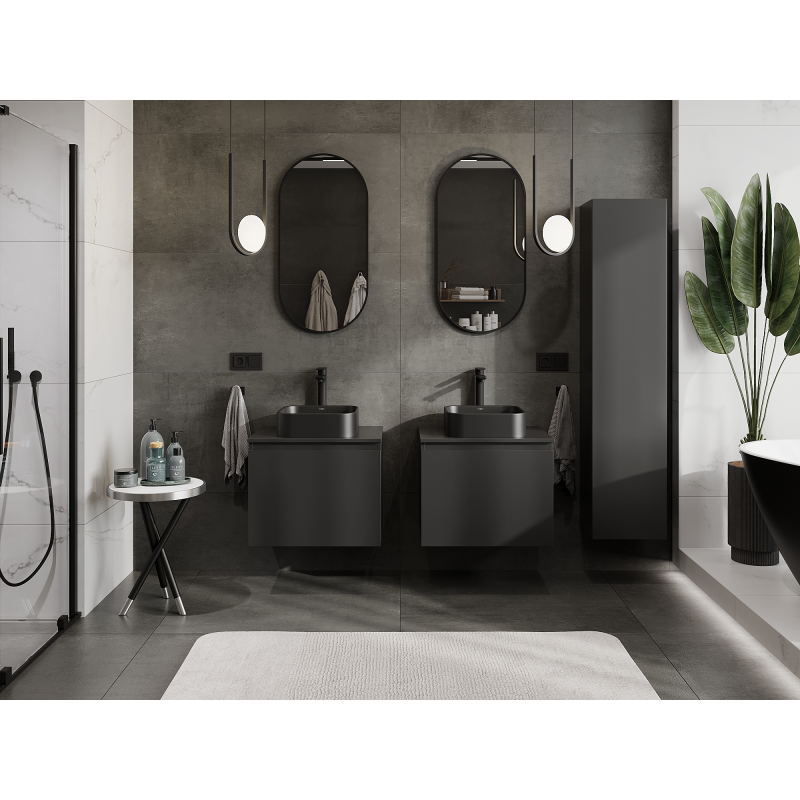 Mexen Orio bathroom cabinet under sink 60 cm, 1 drawer, black matte - 91A10-06047-1-BF71