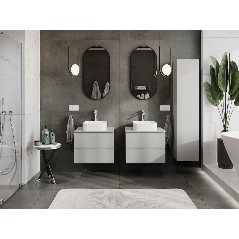 Mexen Orio 60 cm Vanity Unit, 2 Drawers, Matte Grey - 91A10-06047-2-BFF62