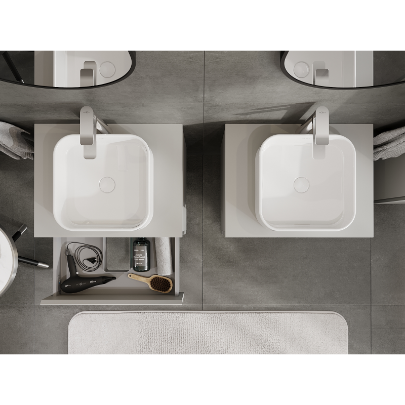 Mexen Orio 60 cm Vanity Unit, 2 Drawers, Matte Grey - 91A10-06047-2-BFF62