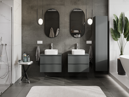 Mexen Orio bathroom cabinet under sink 60 cm, 2 drawers, matte graphite - 91A10-06047-2-BFF66