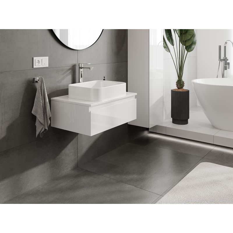 Mexen Orio bathroom cabinet under-sink 70 cm, 1 drawer, white gloss - 91A10-07023-1-BF00