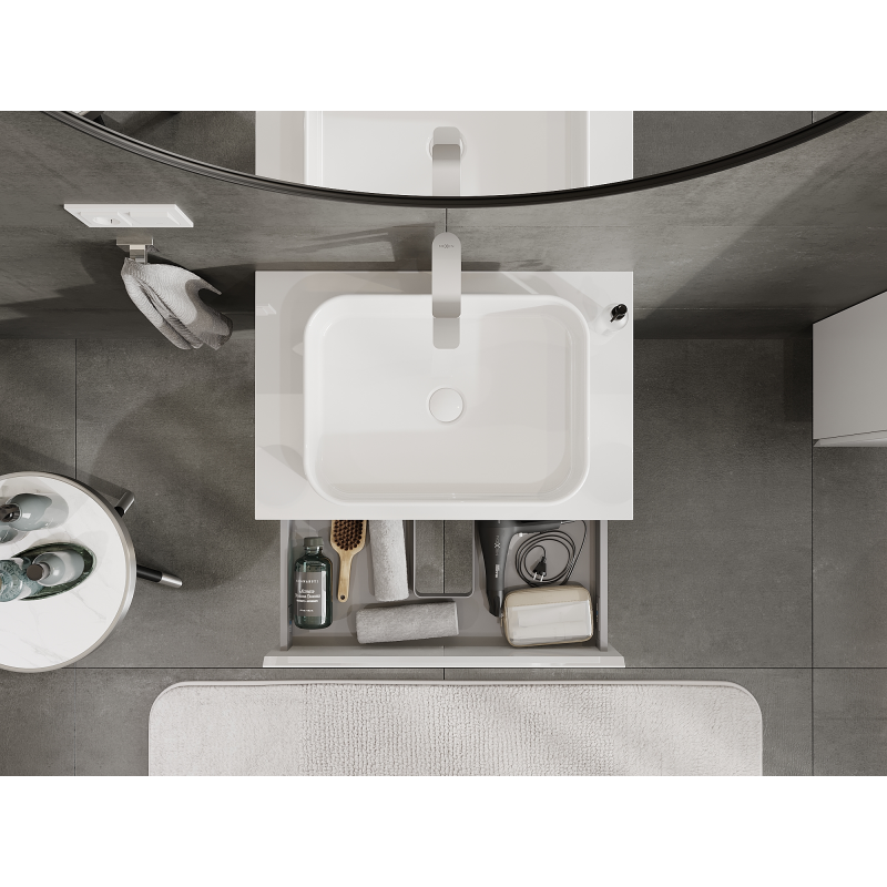 Mexen Orio bathroom cabinet under-sink 70 cm, 1 drawer, white gloss - 91A10-07023-1-BF00